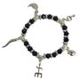 Imagem de Pulseira Exu Preto Prata Penduricalhos Cristal E Silicone