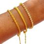 Imagem de Pulseira Feminina Folheada Ouro 18k Semijoia Kit Com 3