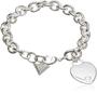 Imagem de Pulseira GUESS Basic - Prata com Logo G e Pingente de Coração