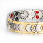 Imagem de Pulseira Hottime Prata com Filetes Dourado Magnetica - Fecho Oculto