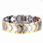 Imagem de Pulseira Hottime Prata com Filetes Dourado Magnetica - Fecho Oculto