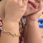 Imagem de Pulseira Infantil Colorida Rainbow Semijoia Banhado Ouro 18k