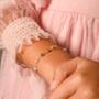 Imagem de Pulseira Infantil de Bolinhas e Pérolas com Coração Folheada a Ouro 18k