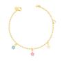 Imagem de Pulseira Kids Florzinhas Três Cores De Resina Folheado Dourada