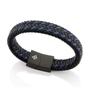 Imagem de Pulseira Masculina Couro e Aço - Preto com Azul - Rommanel (Ref.250289)