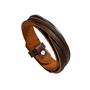 Imagem de Pulseira Masculina Couro Marrom Executiva Trançada Luxo Bracelete para Homens Brown