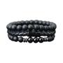 Imagem de Pulseira Masculina de Ônix e Olho de Tigre - Couro com Fecho Magnético - 8mm - Kit com 3 Peças