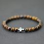 Imagem de Pulseira Masculina De Pedra De Olho De Tigre Natural De 6 Mm Minimalista Cruzada Presente De