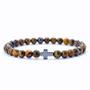 Imagem de Pulseira Masculina De Pedra De Olho De Tigre Natural De 6 Mm Minimalista Cruzada Presente De