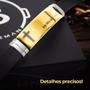 Imagem de Pulseira masculina dourada placa pai nosso banhada ouro + caixa silicone presente ajustavel casual