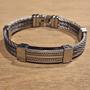 Imagem de Pulseira Masculina em Aço com Centro Trabalhado