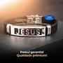 Imagem de Pulseira masculina Jesus em aço Prata Borracha Resistente  PMPN2 - Orizom