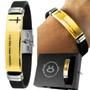 Imagem de pulseira masculina placa ouro pai nosso banhada presente casual ajustavel silicone social qualidade premium