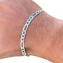 Imagem de Pulseira Masculina Prata 925 Italiana 3x1 5mm Pulso Legítima