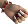 Imagem de Pulseira Ogum Vermelho Branco Penduricalhos Cristal Silicone