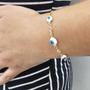 Imagem de Pulseira Olho Grego com Pedras Folheado a Ouro 18K