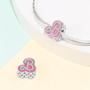 Imagem de Pulseira Pandora com Pingentes de Rosa, Espelho Mágico e Anjo - Banhada a Prata 925