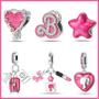 Imagem de Pulseira Pandora com Pingentes de Rosa, Espelho Mágico e Anjo - Banhada a Prata 925