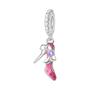 Imagem de Pulseira Pandora com Pingentes de Rosa, Espelho Mágico e Anjo - Banhada a Prata 925