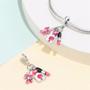Imagem de Pulseira Pandora com Pingentes de Rosa, Espelho Mágico e Anjo - Banhada a Prata 925