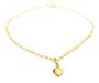 Imagem de Pulseira Portuguesa de Ouro 18k com Berloque Pingente Coração Bracelete Elo Português Feminina