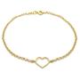Imagem de Pulseira Portuguesa Em Ouro 18k com Berloque Pingente Coração Bracelete Elo Português Feminina