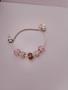 Imagem de Pulseira Rosa e Prateada Estilo Pandore com Murano Rosa e Pedras Brilhantes