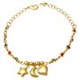 Imagem de  Pulseira Strass Colorido Com Pingentes Folheada em Ouro 18k Softjoias