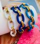 Imagem de Pulseiras coloridas elo G com detalhes em dourado e prata elo duplo