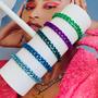 Imagem de Pulseiras coloridas pulseira de correntes lixada banhadas Cores Vivas
