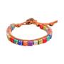Imagem de Pulseiras De Couro Com Pedras Étnicas Multicoloridas, Ajustáveis, Com Contas Tibetanas, Para
