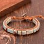 Imagem de Pulseiras De Couro Com Pedras Étnicas Multicoloridas, Ajustáveis, Com Contas Tibetanas, Para