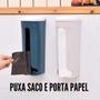 Imagem de Puxa Saco Multiuso Para Papel Toalha Saquinhos, Sacolinhas Organizador Para Cozinha Lavanderia De Parede Com Gancho Adesivo Prática e Funcional