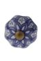 Imagem de Puxador Decorativo De Cerâmica Branco Trabalhado Azul
