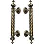 Imagem de Puxador Duplo Napoli 305mm Bronze Antigo Porta Pivotante Correr Passagem Madeira Vidro Colonial Clássico Rústico  Máxima Metais
