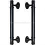 Imagem de Puxador Duplo Porta Pivotante Correr Rústico Davinci 300mm  Preto Fosco
