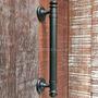 Imagem de Puxador Duplo Porta Pivotante Correr Rústico Davinci 300mm  Preto Fosco