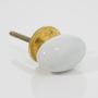 Imagem de Puxador Oferta de cerâmica Oval Branco/Creme Kit c/6