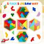 Imagem de Puzzle Hexagonal de Madeira Jerify para Crianças - Pacote com 5 Unidades