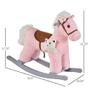 Imagem de Qaba Kids Plush Ride-On Rocking Horse com brinquedo de urso, cadeira infantil com brinquedo macio de pelúcia e sons realistas divertidos, rosa