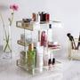 Imagem de QL DESIGN 360 graus rotação vidro organizador de maquiagem, vitrine de perfume e armazenamento cosmético, ótimo para banheiro, cômoda, bancada (ouro)
