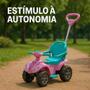 Imagem de Quadriciclo Infantil carrinho de passeio  haste pra empurrar empurrador menina rosa e verde