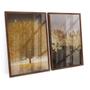 Imagem de Quadro Abstrato Árvore Tons Marrom e Bege Dourado Kit 2 Telas C/ Moldura e Vidro Decorativo - Bimper