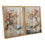 Imagem de Quadro Abstrato Coast Wisdom Tree Kit 2 Telas C/ Moldura e Vidro Decorativo Para Sala Quarto Hall - Bimper