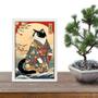 Imagem de Quadro Arte Oriental Gato Com Paisagem 45x34cm