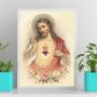 Imagem de Quadro Arte Sacra Sagrado Coração De Jesus Vintage 33x24cm - com vidro