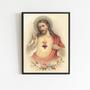Imagem de Quadro Arte Sacra Sagrado Coração De Jesus Vintage 33x24cm - com vidro