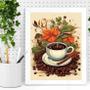 Imagem de Quadro Arte Xícara De Café Com Flores 33X24Cm - Com Vidro