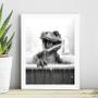 Imagem de Quadro Banheiro Infantil - Dinossauro 24x18cm - com vidro