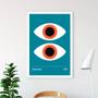 Imagem de Quadro Bauhaus Poster Olhos - Azul 24x18cm